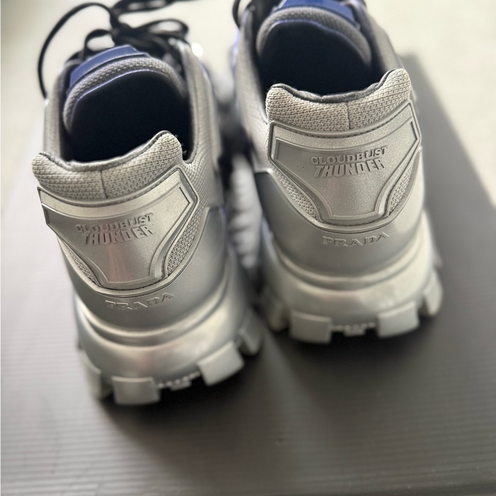 Prada Gray and Blue Futuristic Sneakers - Picture 4 of 8